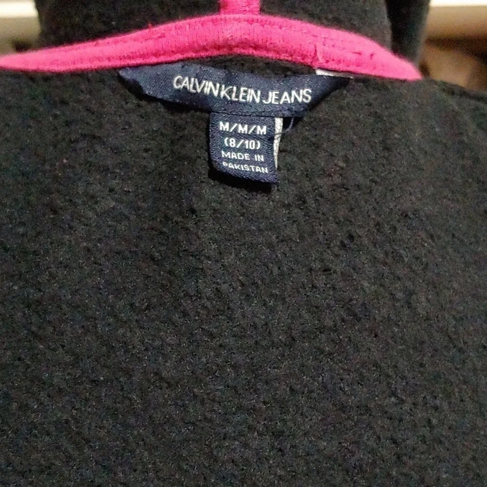 Calvin Klein Kids Girls Light Zip Up Hoodie Jacket W/ Sequin Detail Size 8-10